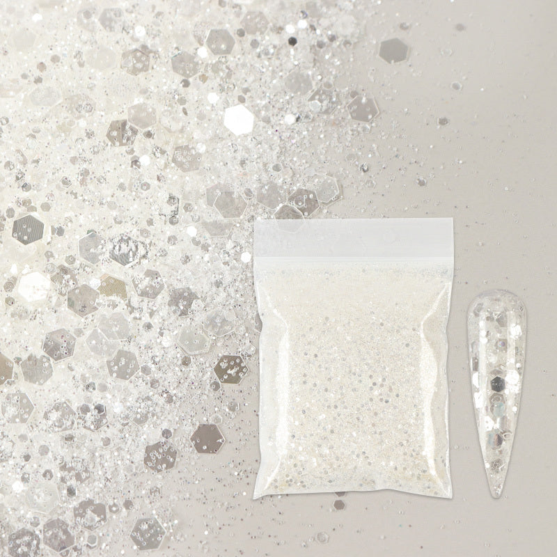 10g Holographic Nail Glitter Powder Mixed Size Hexagon Flakes Sequins