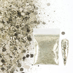 10g Holographic Nail Glitter Powder Mixed Size Hexagon Flakes Sequins