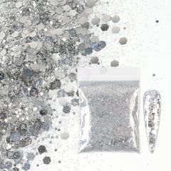 10g Holographic Nail Glitter Powder Mixed Size Hexagon Flakes Sequins
