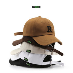 R Embroidery Baseball Cap Solid Casual Dad Hat Unisex Sun Hats