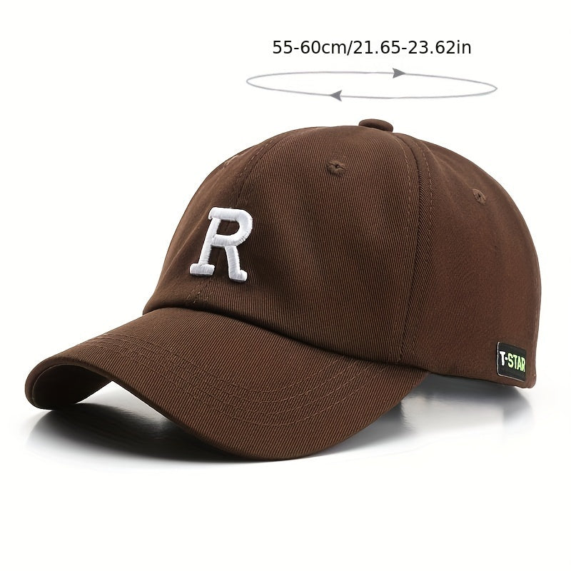 R Embroidery Baseball Cap Solid Casual Dad Hat Unisex Sun Hats