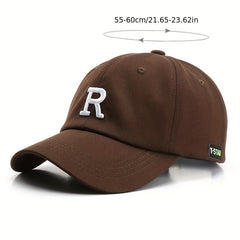 R Embroidery Baseball Cap Solid Casual Dad Hat Unisex Sun Hats
