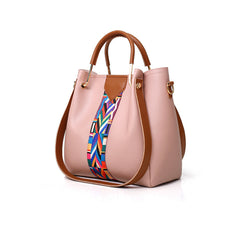 4Pcs Stripe Decor Bag Set Faux Leather Handbags With Crossbody Bag & Clutch