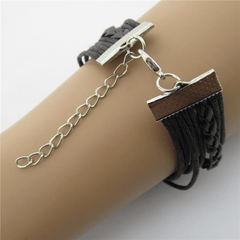 Retro Cat Big Tree Infinity Leather Bracelet