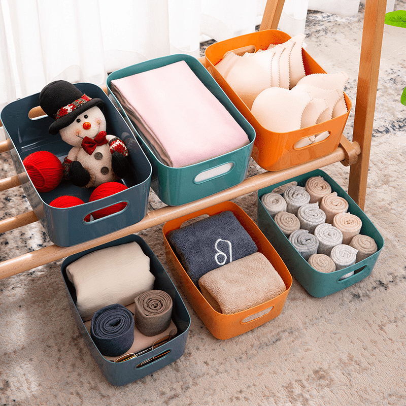 4pcs Plastic Storage Bins for Home Living Room Bathroom