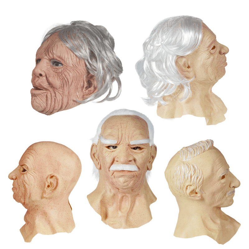 Funky Elderly Latex Mask Headcover for Carnival Party Halloween Cosplay