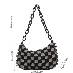 Y2K Denim Canvas Shoulder Bag with Chain Handbags