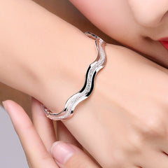 Wavy Open Bangle Bracelet For Men Frosted Men Bracelet
