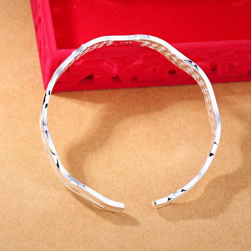 Wavy Open Bangle Bracelet For Men Frosted Men Bracelet