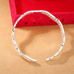 Wavy Open Bangle Bracelet For Men Frosted Men Bracelet