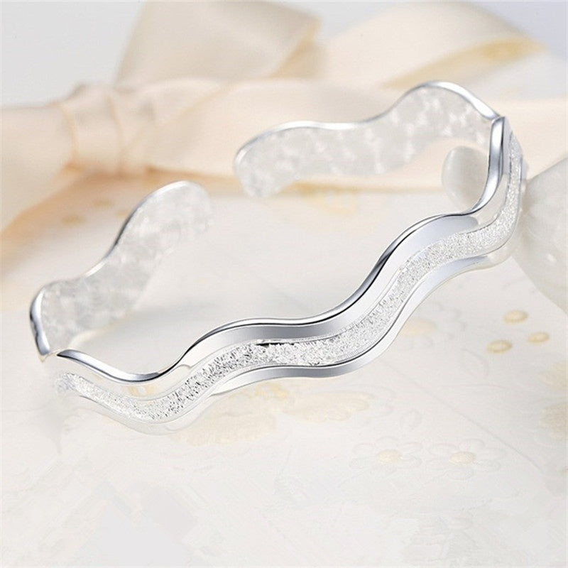 Wavy Open Bangle Bracelet For Men Frosted Men Bracelet