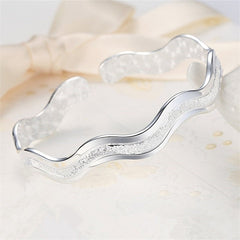 Wavy Open Bangle Bracelet For Men Frosted Men Bracelet