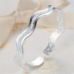 Wavy Open Bangle Bracelet For Men Frosted Men Bracelet