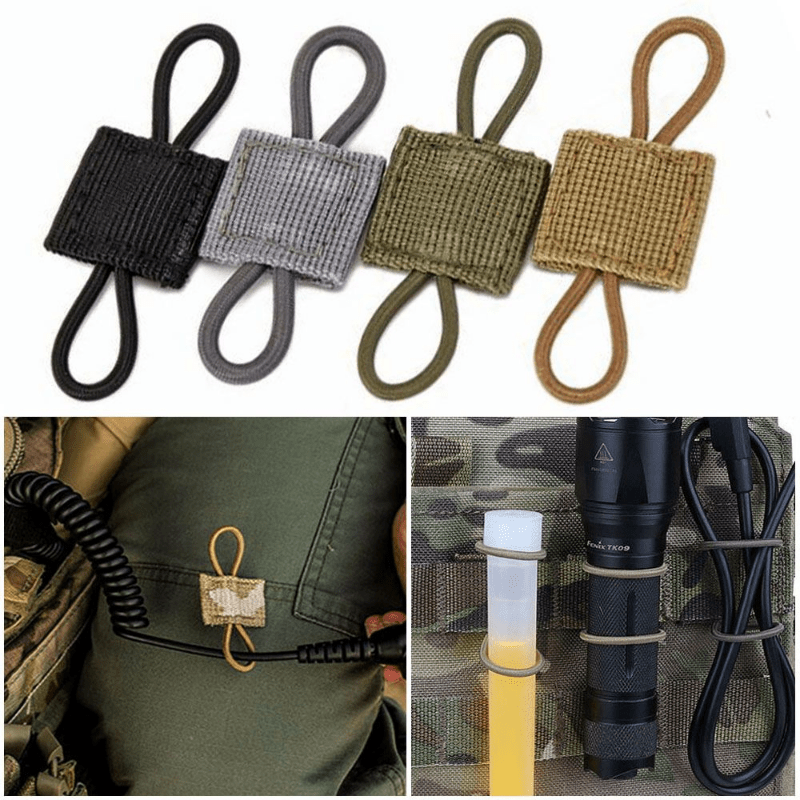 4pcs Tactical Elastic Retainer with Molle Buckle for Antenna Stick and Pipe