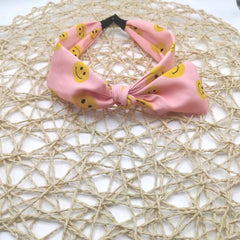 Kids Square Bowknot Headband Mixed Smile Faces Pattern Head Hoop
