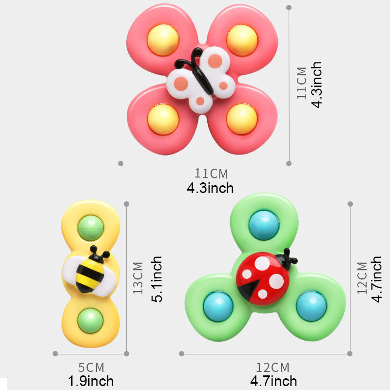 3Pcs Baby Bath Toys Sucker Spinner Suction Cup Rattles Fidget Educational Toys