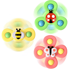 3Pcs Baby Bath Toys Sucker Spinner Suction Cup Rattles Fidget Educational Toys