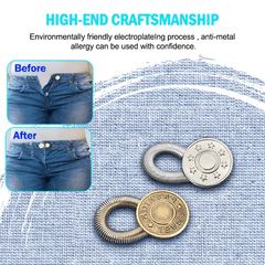 4pcs Waist Extender Button Metal Elastic Spring Jeans Waistband No Sew