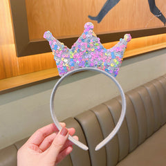 Princess Crown Headband Sparkling Sequined Glitter Hair Band for Kids