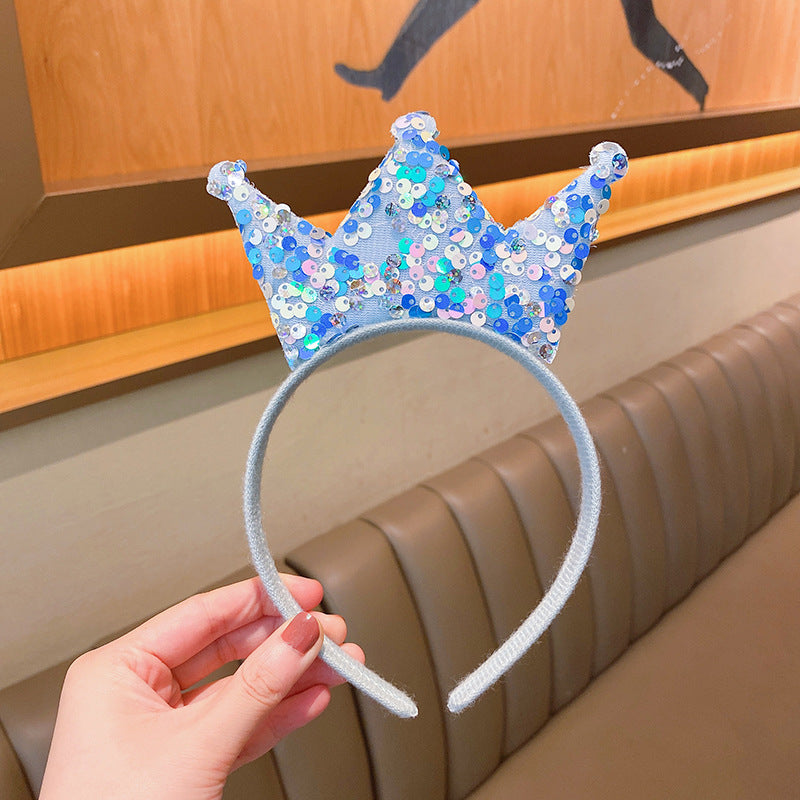 Princess Crown Headband Sparkling Sequined Glitter Hair Band for Kids