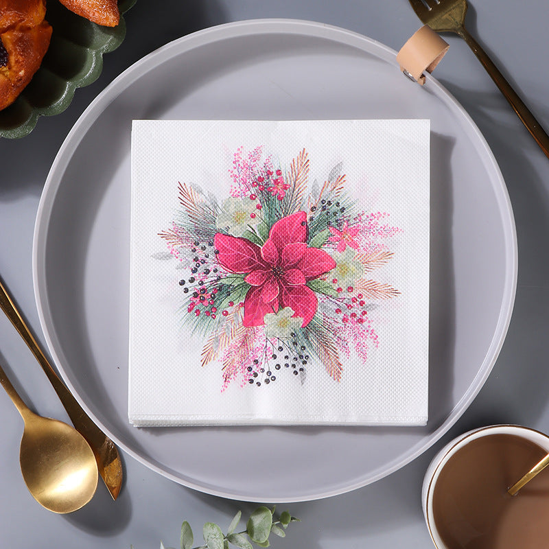 20pcs Colorful Flower Disposable Napkin Facial Tissue Handkerchief