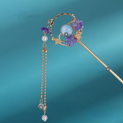 Alloy Flower Hairpin Faux Pearl Tassel Ancient Style Headwear