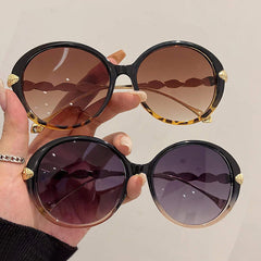 Large Round Sunglasses Gradient Metal Glasses UV400
