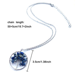 Amethyst Crystal Silver Tree Of Life Necklace