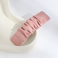 Pleated PU Leather Snap Clip Solid Hair Clip