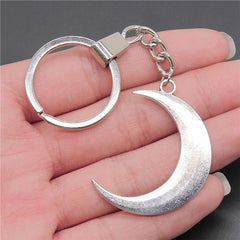 Women Keychain Silvery Metal Crescent Moon Pendant Keyring Souvenirs