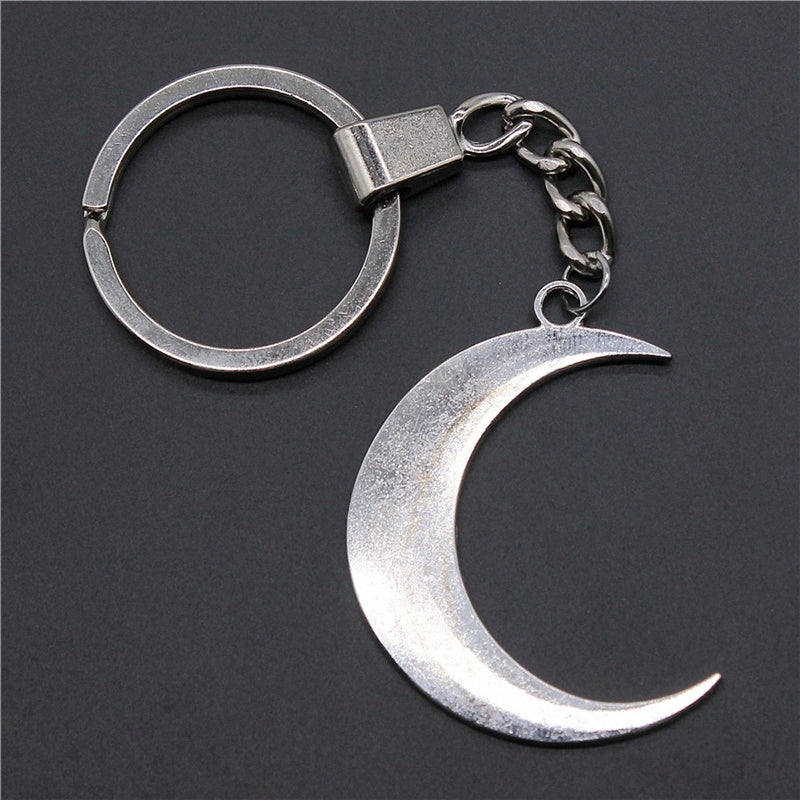 Women Keychain Silvery Metal Crescent Moon Pendant Keyring Souvenirs