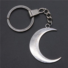 Women Keychain Silvery Metal Crescent Moon Pendant Keyring Souvenirs