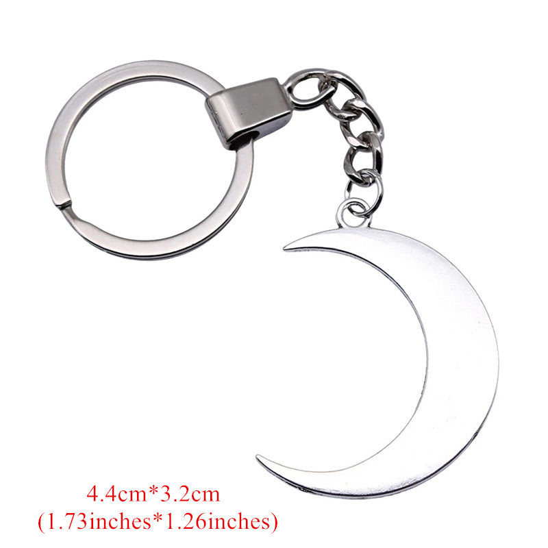 Women Keychain Silvery Metal Crescent Moon Pendant Keyring Souvenirs