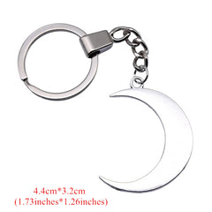 Women Keychain Silvery Metal Crescent Moon Pendant Keyring Souvenirs