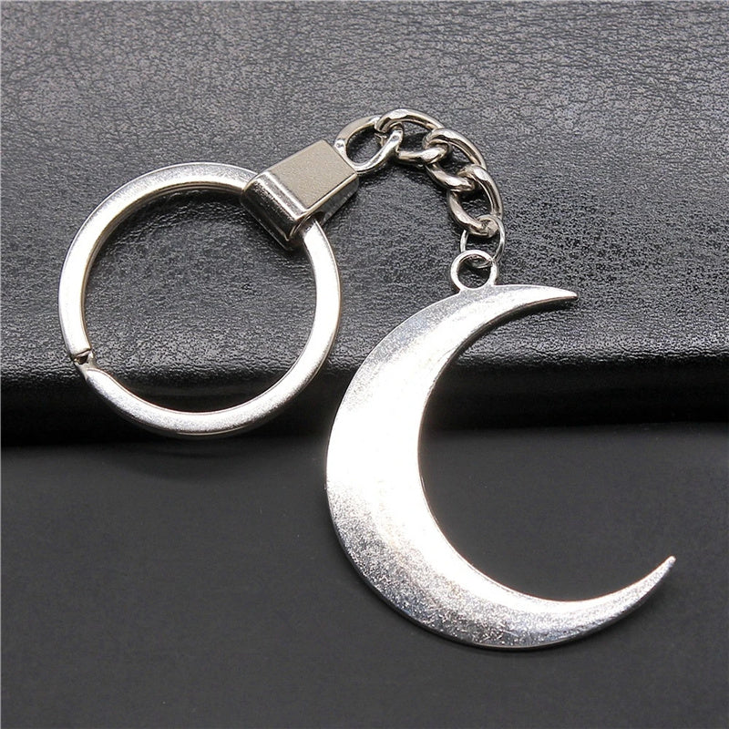Women Keychain Silvery Metal Crescent Moon Pendant Keyring Souvenirs