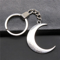 Women Keychain Silvery Metal Crescent Moon Pendant Keyring Souvenirs