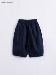 Kids Natural Linen Lantern Cropped Pants