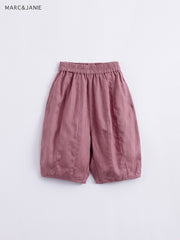 Kids Natural Linen Lantern Cropped Pants