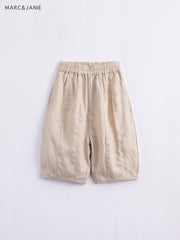 Kids Natural Linen Lantern Cropped Pants