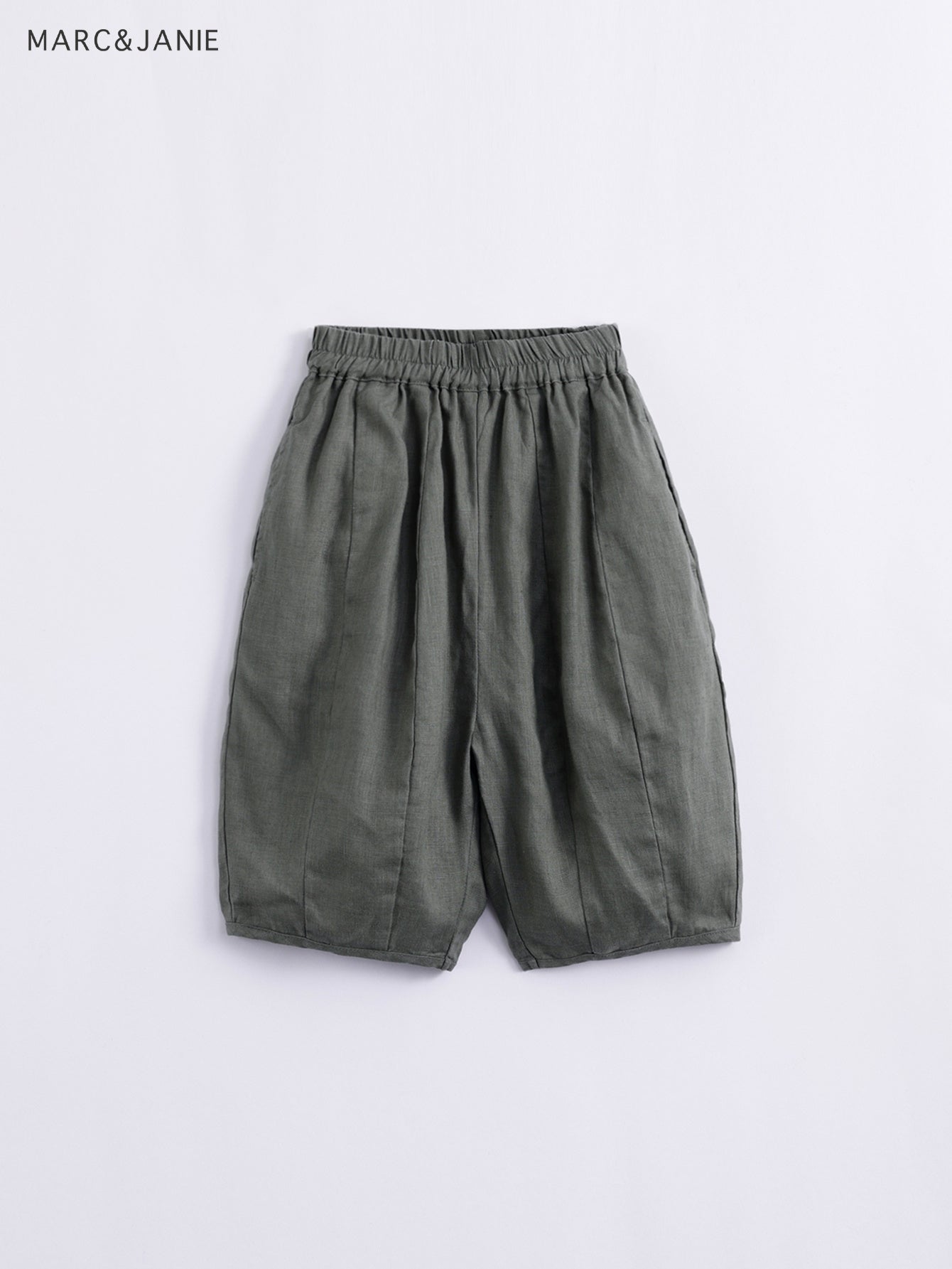 Kids Natural Linen Lantern Cropped Pants