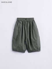 Kids Natural Linen Lantern Cropped Pants