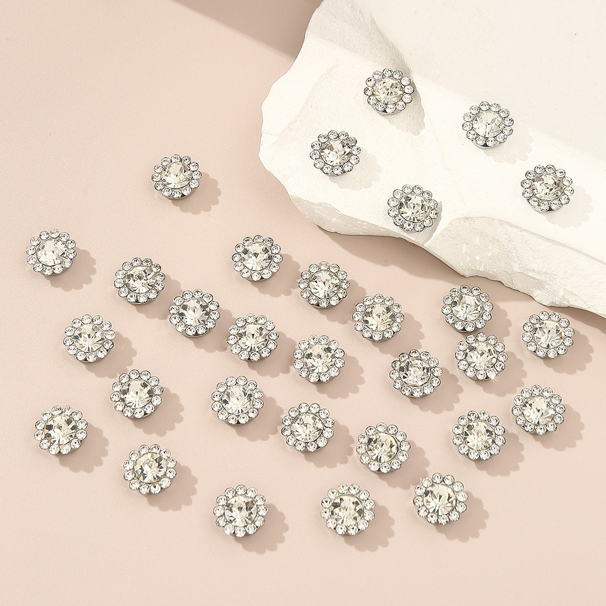 Rhinestone Studded Charms for DIY Crafts - Flower & Droplet Design