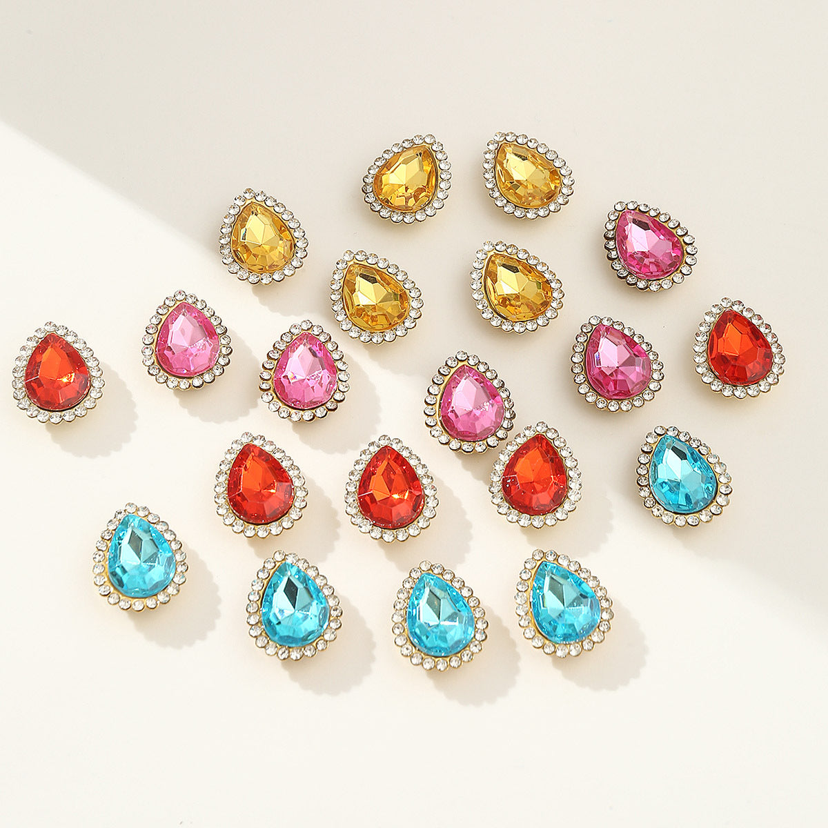 Rhinestone Studded Charms for DIY Crafts - Flower & Droplet Design