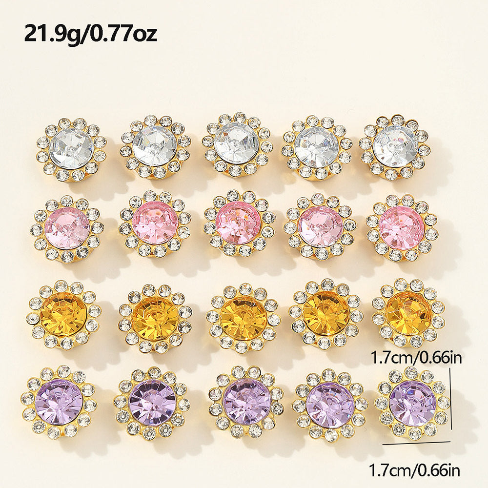 Rhinestone Studded Charms for DIY Crafts - Flower & Droplet Design