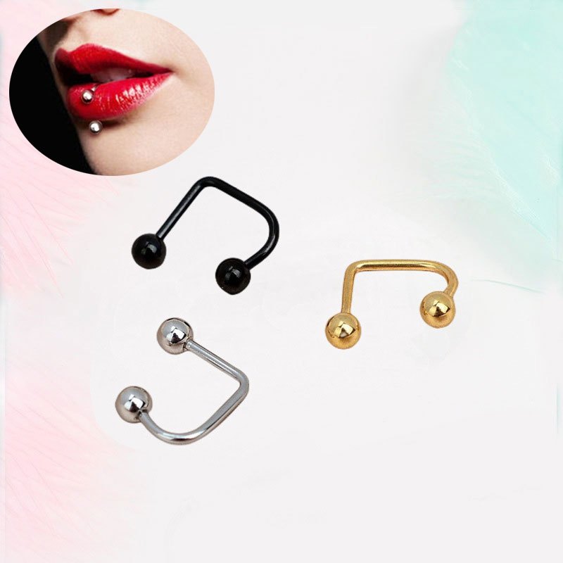 1pc Stainless Steel U-shaped Lip Nail Lip Ring Hip-hop Piercing Jewelry