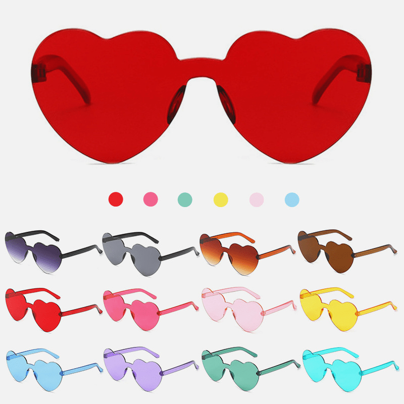 Heart Rimless Sunglasses UV400 Beach Party Club Glasses