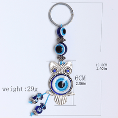 Evil Eye Owl Keychain Good Luck Metal Key Ring Evil Eye Hanging Decoration