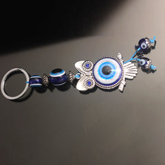 Evil Eye Owl Keychain Good Luck Metal Key Ring Evil Eye Hanging Decoration