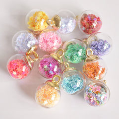 10Pcs 16mm Glass Ball Charms Crystal Pendants With Star Sequins