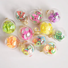 10Pcs 16mm Glass Ball Charms Crystal Pendants With Star Sequins